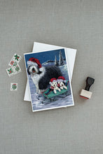 Load image into Gallery viewer, Old English Sheepdog Christmas Snow Greeting Cards -  Blank Note Cards – 8-Pack of Artist-Designed Cards with Envelopes