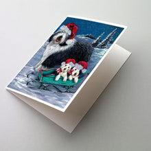 Load image into Gallery viewer, Old English Sheepdog Christmas Snow Greeting Cards -  Blank Note Cards – 8-Pack of Artist-Designed Cards with Envelopes
