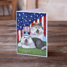 Load image into Gallery viewer, Old English Sheepdog USA Greeting Cards -  Blank Note Cards – 8-Pack of Artist-Designed Cards with Envelopes