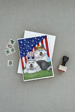 Load image into Gallery viewer, Old English Sheepdog USA Greeting Cards -  Blank Note Cards – 8-Pack of Artist-Designed Cards with Envelopes