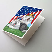 Load image into Gallery viewer, Old English Sheepdog USA Greeting Cards -  Blank Note Cards – 8-Pack of Artist-Designed Cards with Envelopes