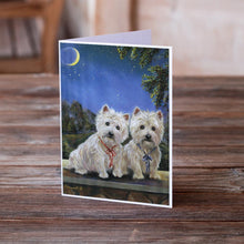 Load image into Gallery viewer, Westie Moonlight Stroll Greeting Cards -  Blank Note Cards – 8-Pack of Artist-Designed Cards with Envelopes