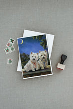 Load image into Gallery viewer, Westie Moonlight Stroll Greeting Cards -  Blank Note Cards – 8-Pack of Artist-Designed Cards with Envelopes