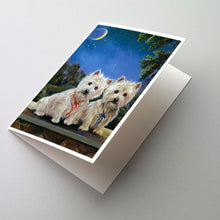 Load image into Gallery viewer, Westie Moonlight Stroll Greeting Cards -  Blank Note Cards – 8-Pack of Artist-Designed Cards with Envelopes