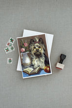 Load image into Gallery viewer, Yorkie Teacher's Pet Greeting Cards -  Blank Note Cards – 8-Pack of Artist-Designed Cards with Envelopes