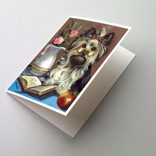 Load image into Gallery viewer, Yorkie Teacher's Pet Greeting Cards -  Blank Note Cards – 8-Pack of Artist-Designed Cards with Envelopes