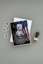 Load image into Gallery viewer, Westie Little Drummer Boy USA Greeting Cards -  Blank Note Cards – 8-Pack of Artist-Designed Cards with Envelopes