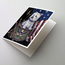 Load image into Gallery viewer, Westie Little Drummer Boy USA Greeting Cards -  Blank Note Cards – 8-Pack of Artist-Designed Cards with Envelopes