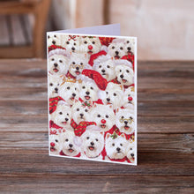 Load image into Gallery viewer, Westie Christmas a Plenty Greeting Cards -  Blank Note Cards – 8-Pack of Artist-Designed Cards with Envelopes