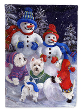 Load image into Gallery viewer, Westie Snowpeople Flag Canvas House Size PPP3135CHF