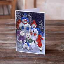 Load image into Gallery viewer, Westie Snowpeople Greeting Cards -  Blank Note Cards – 8-Pack of Artist-Designed Cards with Envelopes