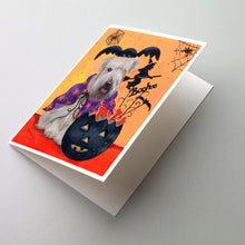 Load image into Gallery viewer, Wheaten Terrier Halloween Greeting Cards -  Blank Note Cards – 8-Pack of Artist-Designed Cards with Envelopes