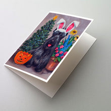 Load image into Gallery viewer, Scottish Terrier Scottie for All Seasons Greeting Cards -  Blank Note Cards – 8-Pack of Artist-Designed Cards with Envelopes