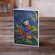 Load image into Gallery viewer, Westie Halloween Witch Greeting Cards -  Blank Note Cards – 8-Pack of Artist-Designed Cards with Envelopes