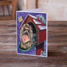 Load image into Gallery viewer, Yorkie Christmas Letter to Santa Greeting Cards -  Blank Note Cards – 8-Pack of Artist-Designed Cards with Envelopes