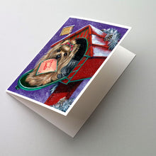 Load image into Gallery viewer, Yorkie Christmas Letter to Santa Greeting Cards -  Blank Note Cards – 8-Pack of Artist-Designed Cards with Envelopes