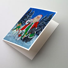 Load image into Gallery viewer, Poodle Christmas Santa Greeting Cards -  Blank Note Cards – 8-Pack of Artist-Designed Cards with Envelopes