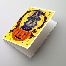 Load image into Gallery viewer, Schnauzer Halloween Greeting Cards -  Blank Note Cards – 8-Pack of Artist-Designed Cards with Envelopes