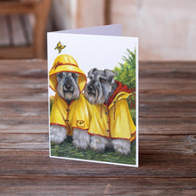 Load image into Gallery viewer, Schnauzer Rain Gear Greeting Cards -  Blank Note Cards – 8-Pack of Artist-Designed Cards with Envelopes