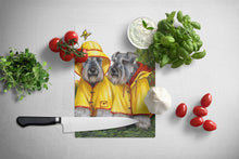 Load image into Gallery viewer, Schnauzer Rain Gear Glass Cutting Boards – Durable, Decorative Kitchen Art Large PPP3164LCB