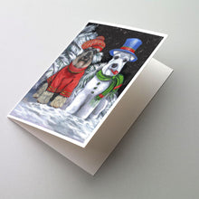 Load image into Gallery viewer, Schnauzer Christmas Snow Dog Greeting Cards -  Blank Note Cards – 8-Pack of Artist-Designed Cards with Envelopes
