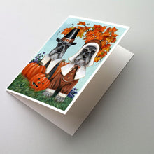 Load image into Gallery viewer, Schnauzer Thanksgiving Pilgrims Greeting Cards -  Blank Note Cards – 8-Pack of Artist-Designed Cards with Envelopes
