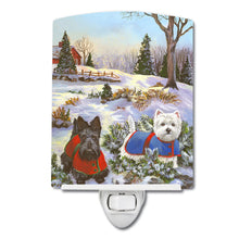 Load image into Gallery viewer, Scottie and Westie Christmas Pine Hill Ceramic Night Light PPP3170CNL