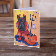 Load image into Gallery viewer, Scottie Boo Hoo Halloween Greeting Cards -  Blank Note Cards – 8-Pack of Artist-Designed Cards with Envelopes