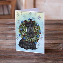 Load image into Gallery viewer, Scottie Christmas Snowflake Greeting Cards -  Blank Note Cards – 8-Pack of Artist-Designed Cards with Envelopes