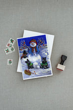 Load image into Gallery viewer, Scottie Christmas Snowman Greeting Cards -  Blank Note Cards – 8-Pack of Artist-Designed Cards with Envelopes