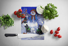 Load image into Gallery viewer, Scottie Christmas Snowman Glass Cutting Boards – Durable, Decorative Kitchen Art Large PPP3184LCB
