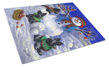 Load image into Gallery viewer, Scottie Christmas Snowman Glass Cutting Boards – Durable, Decorative Kitchen Art Large PPP3184LCB