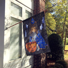 Load image into Gallery viewer, Sheltie Halloween Witch Flag Canvas House Size PPP3186CHF