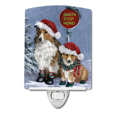 Load image into Gallery viewer, Sheltie Christmas Santa Stop Ceramic Night Light PPP3188CNL