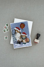 Load image into Gallery viewer, Sheltie Christmas Santa Stop Greeting Cards -  Blank Note Cards – 8-Pack of Artist-Designed Cards with Envelopes