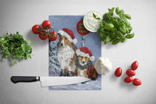 Load image into Gallery viewer, Sheltie Christmas Santa Stop Glass Cutting Boards – Durable, Decorative Kitchen Art Large PPP3188LCB