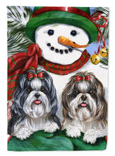 Load image into Gallery viewer, Shih Tzu Christmas Snowman Flag Canvas House Size PPP3191CHF