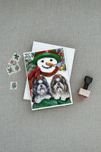 Load image into Gallery viewer, Shih Tzu Christmas Snowman Greeting Cards -  Blank Note Cards – 8-Pack of Artist-Designed Cards with Envelopes