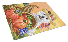 Load image into Gallery viewer, Westie Autumn Glass Cutting Boards – Durable, Decorative Kitchen Art Large PPP3200LCB
