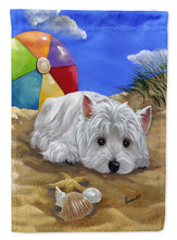 Load image into Gallery viewer, Westie Beach Baby Flag Canvas House Size PPP3202CHF