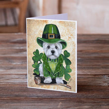 Load image into Gallery viewer, Westie St Patrick's Day Leprechaun Greeting Cards -  Blank Note Cards – 8-Pack of Artist-Designed Cards with Envelopes