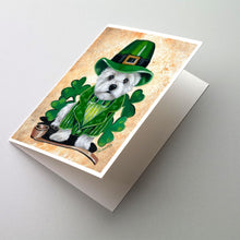 Load image into Gallery viewer, Westie St Patrick's Day Leprechaun Greeting Cards -  Blank Note Cards – 8-Pack of Artist-Designed Cards with Envelopes