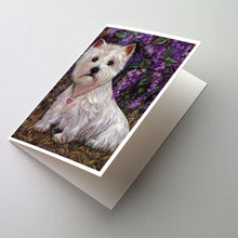 Load image into Gallery viewer, Westie Lily &amp; Lilacs Greeting Cards -  Blank Note Cards – 8-Pack of Artist-Designed Cards with Envelopes
