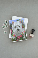 Load image into Gallery viewer, Westie Petunia Greeting Cards -  Blank Note Cards – 8-Pack of Artist-Designed Cards with Envelopes