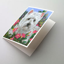 Load image into Gallery viewer, Westie Petunia Greeting Cards -  Blank Note Cards – 8-Pack of Artist-Designed Cards with Envelopes