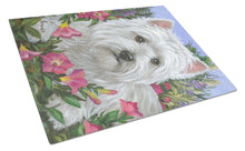 Load image into Gallery viewer, Westie Petunia Glass Cutting Boards – Durable, Decorative Kitchen Art Large PPP3221LCB