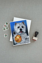 Load image into Gallery viewer, Westie Play Ball Greeting Cards -  Blank Note Cards – 8-Pack of Artist-Designed Cards with Envelopes