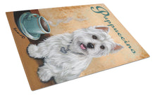 Load image into Gallery viewer, Westie Puppuccino Glass Cutting Boards – Durable, Decorative Kitchen Art Large PPP3225LCB