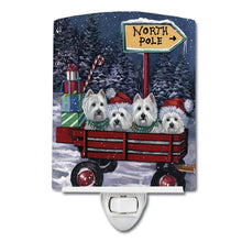 Load image into Gallery viewer, Westie Christmas Red Wagon Ceramic Night Light PPP3227CNL