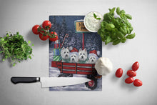 Load image into Gallery viewer, Westie Christmas Red Wagon Glass Cutting Boards – Durable, Decorative Kitchen Art Large PPP3227LCB